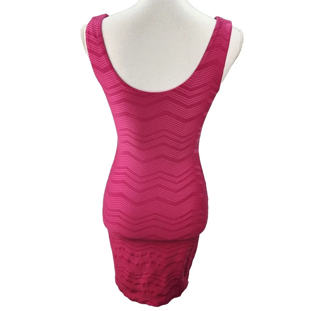 Xhilaration Bodycon Dress Juniors XS Pink Bandage Stretch Tight Mini Sexy Summer - Picture 3 of 13